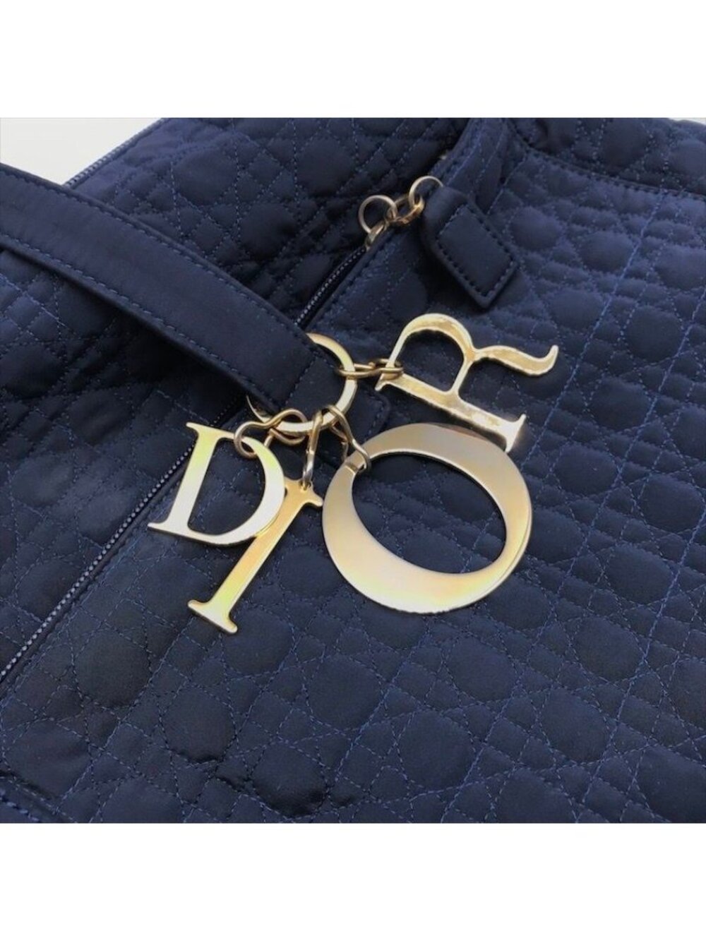 Dior Cannage Nylon Tote Boston Bag Navy - Picture 10 of 10
